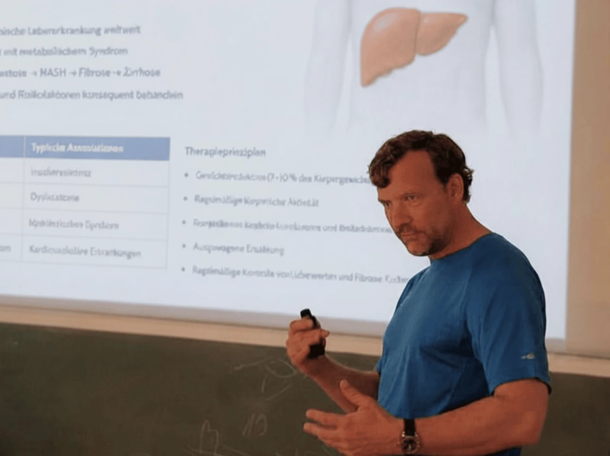 Dr. med. Heinz Bry bei einem Vortrag über die Fettleber
